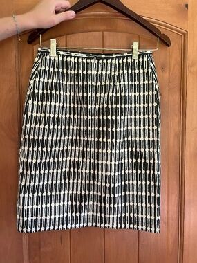 Erica Tanov Black Cream Geometric Print Pencil Skirt Size 0